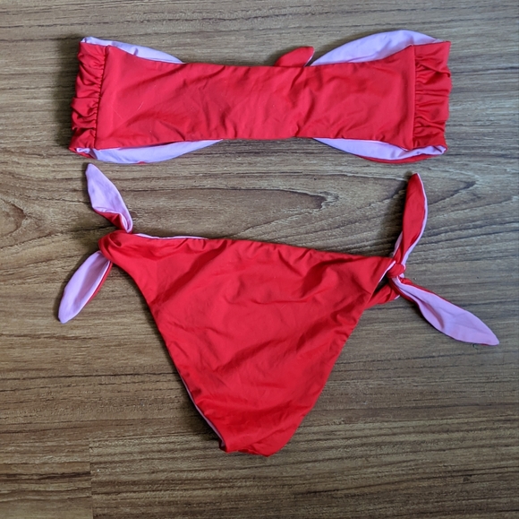 Tara Matthews MURTOLI REVERSIBLE BIKINI SET IN RED/PINK - Picture 4 of 4